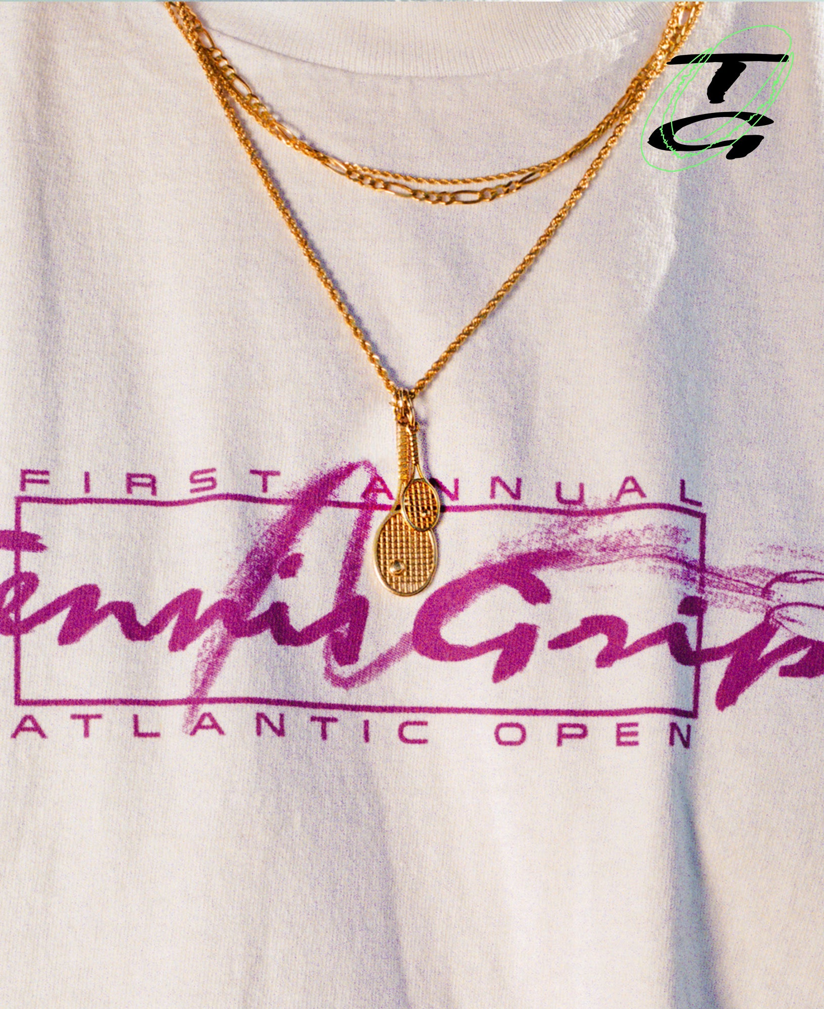 14k Gold Racquet Pendant