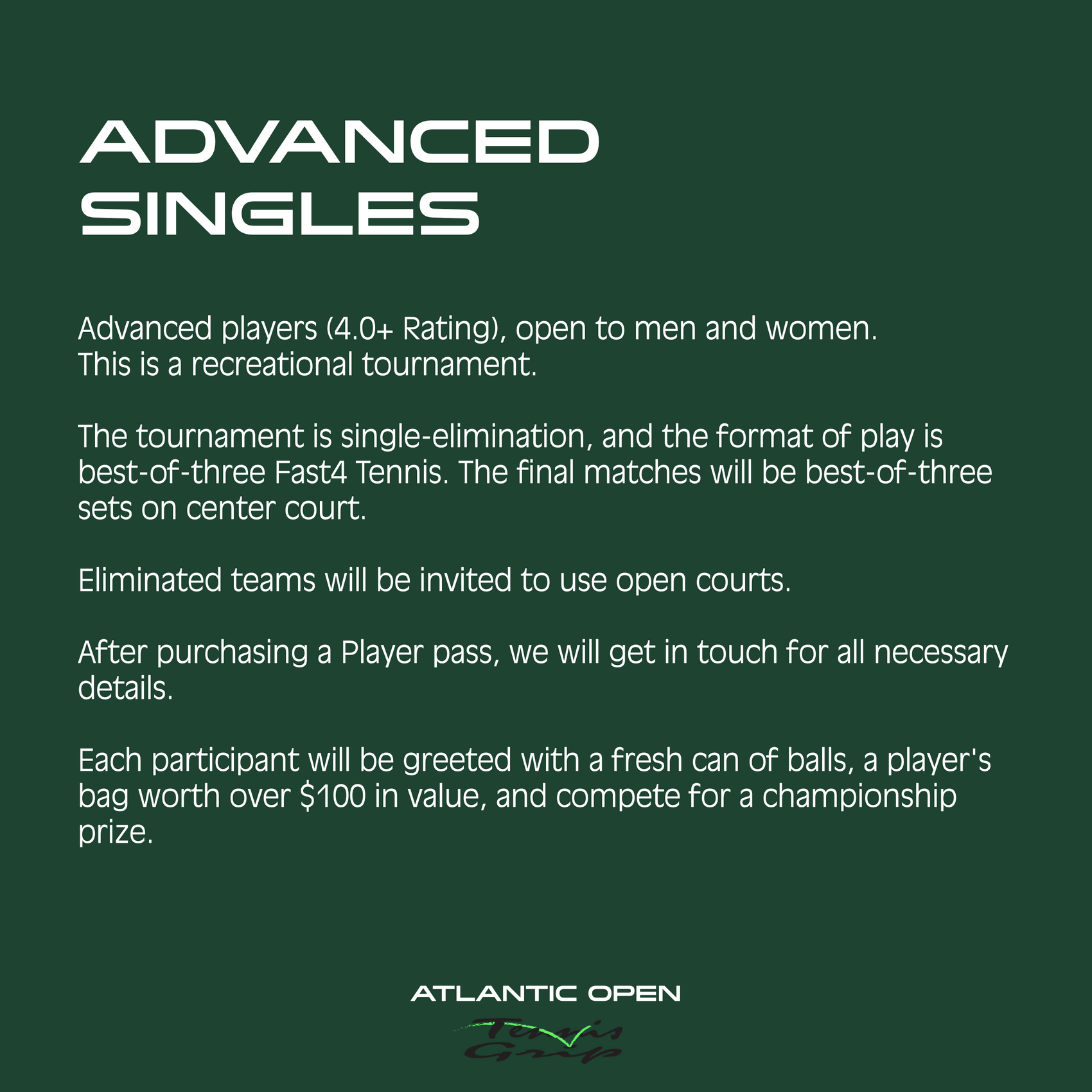 Advanced Singles Player Pass