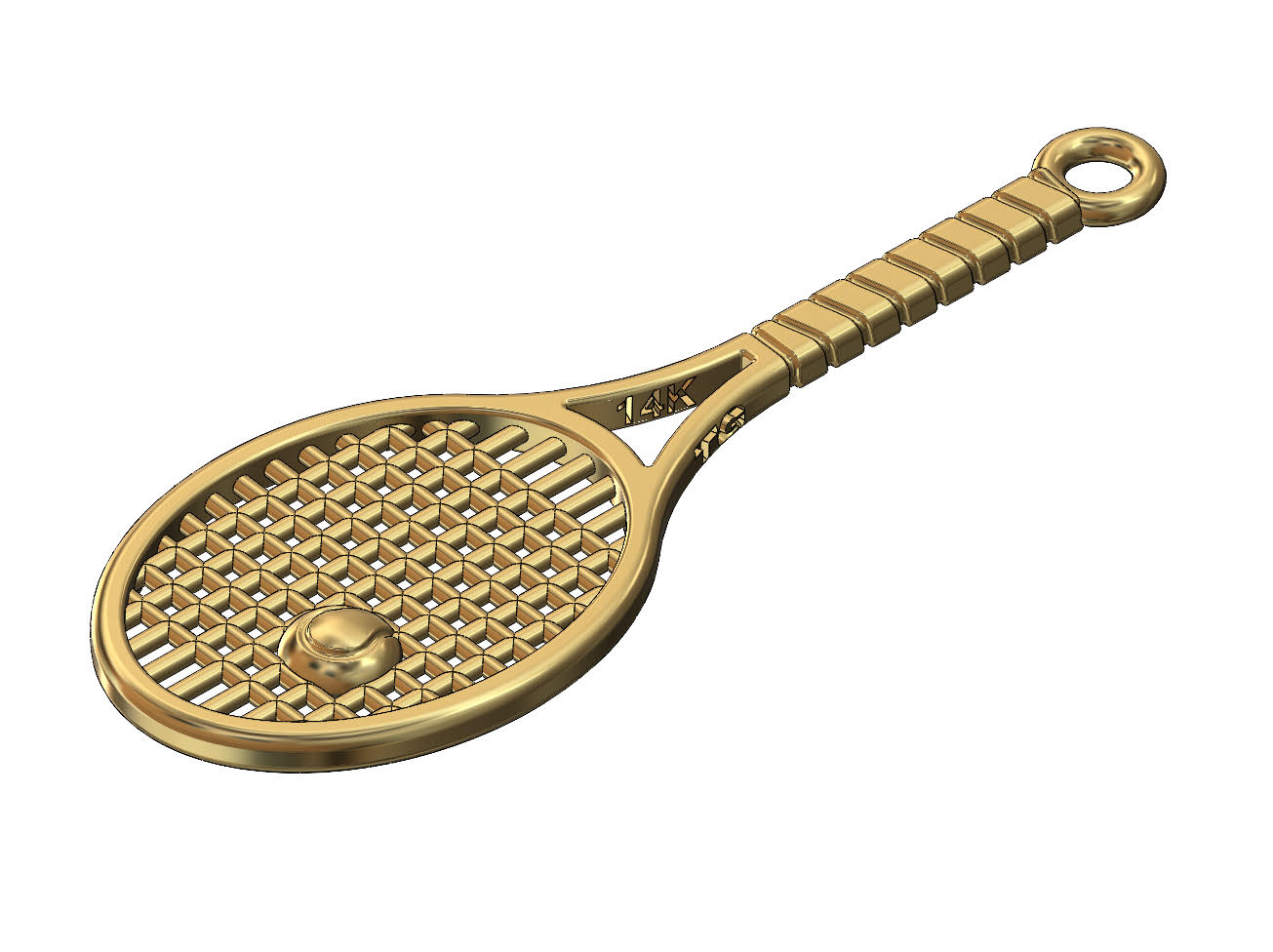14k Gold Racquet Pendant