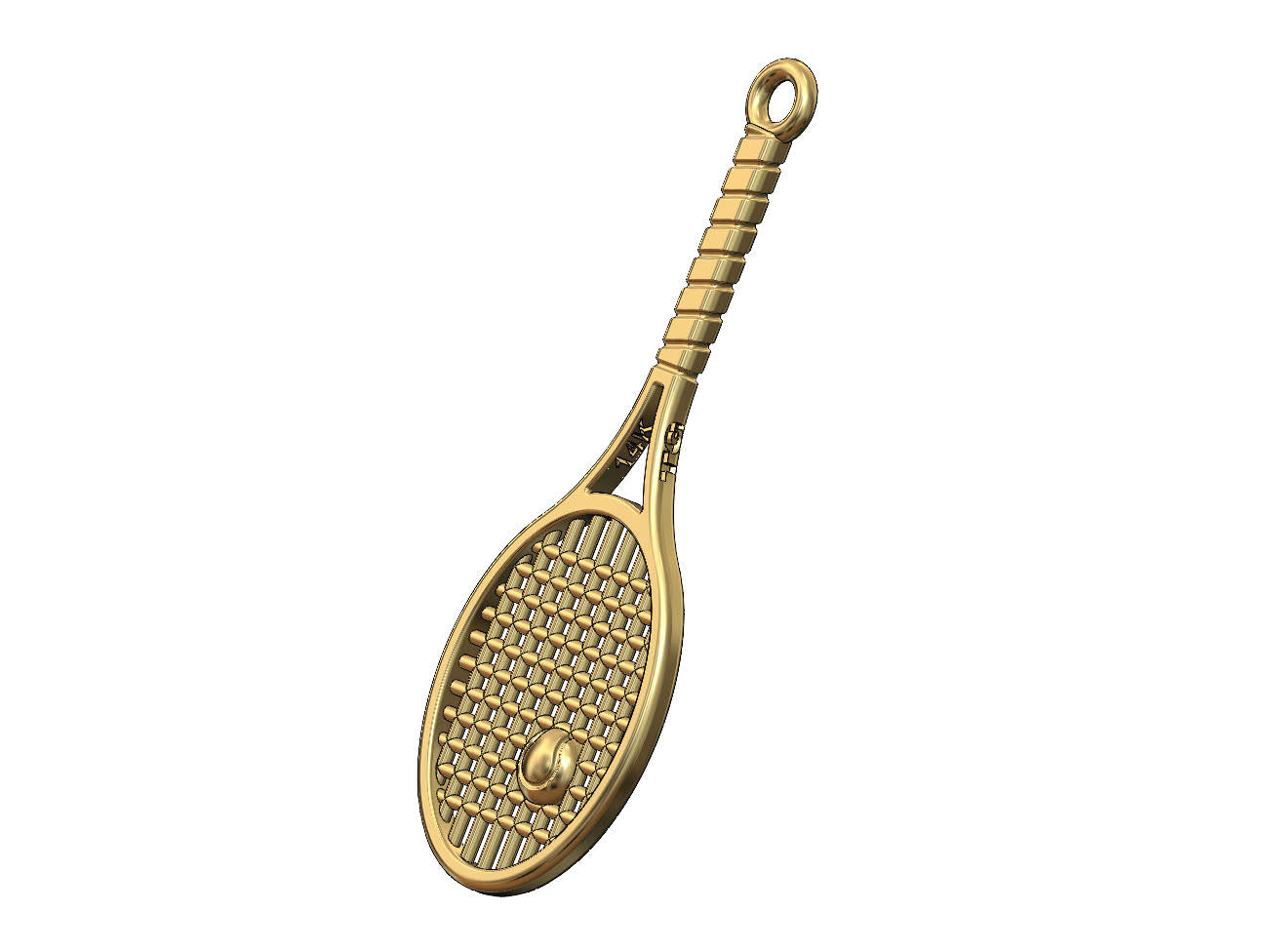 14k Gold Racquet Pendant