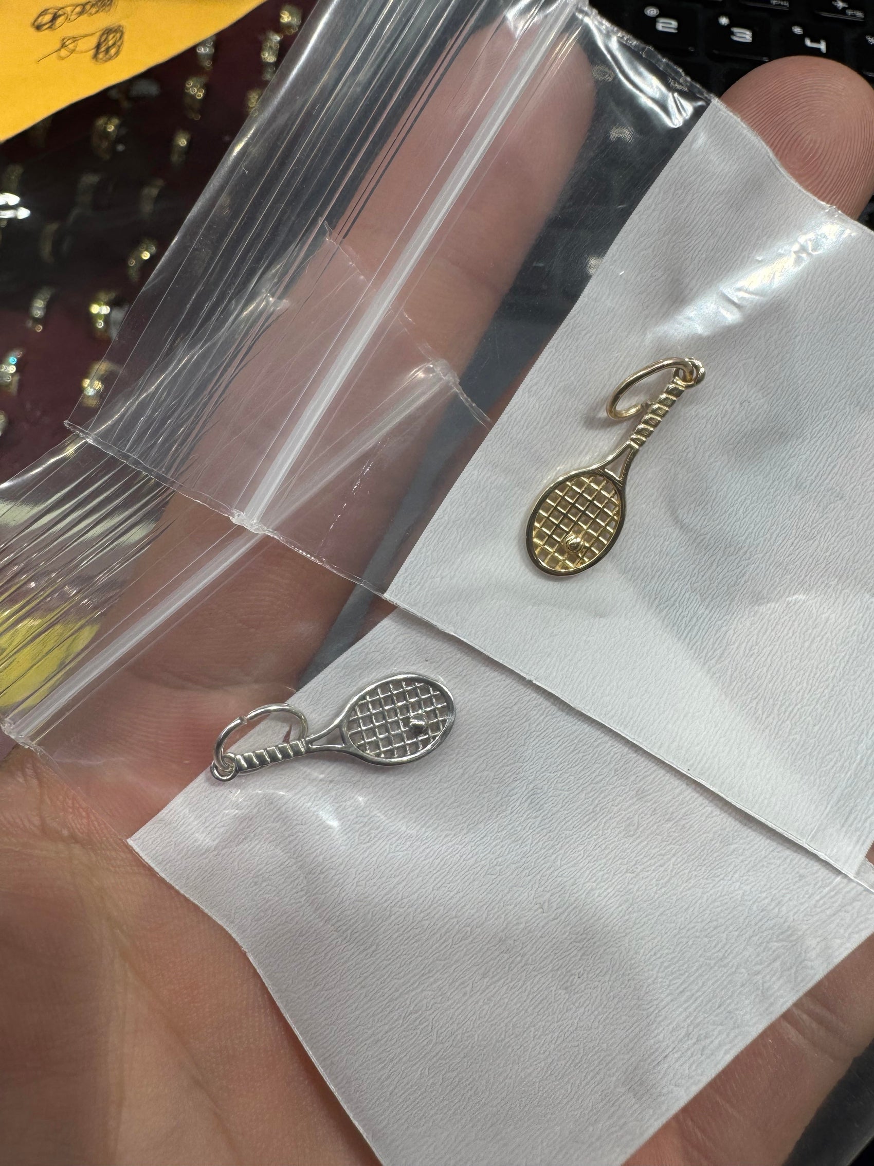14k Gold Racquet Pendant